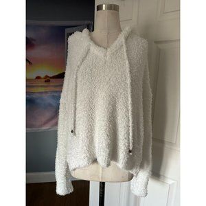 POL White Fuzzy Pullover Hoodie fits M/L